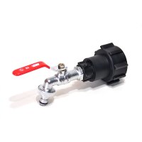 IBC Adapters | S60x6 | met MT messing aftapkraan en snelkoppeling | Polypropyleen