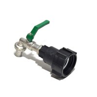 IBC Adapter | S60x6 | RIV Messing-Ablasshahn 1"1/4 | Schlauchtülle | Polypropylen