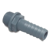 PP- Straight Hose Nozzle with Male thread - Grey