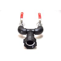 IBC Adapter | S60x6 | 2x 3/4" MT messing aftapkranen | snelkoppeling | Polypropyleen