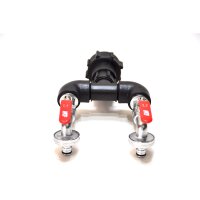 IBC Adapter | S60x6 | 2x MT Messing-Ablasshähne 1" | Schnellkupplung | Polypropylen
