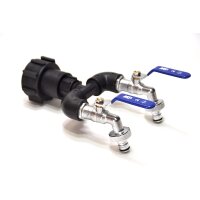 IBC Adapter | S60x6 | 2x blauwe 3/4" MT messing...
