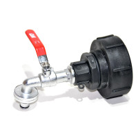IBC Adapter S100x8 + MT 3/4" Brass Ball faucet with quick connector (Polypropylen)
