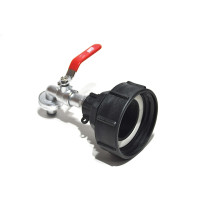 IBC Adapter S100x8 + MT 1" Brass Ball faucet with quick connector (Polypropylen)