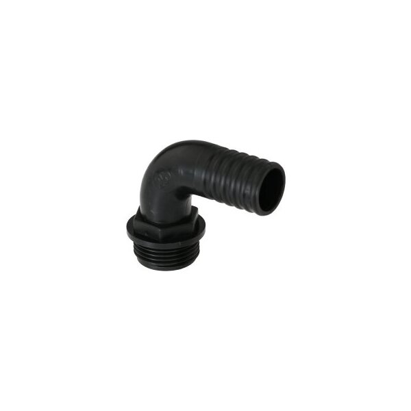 PP- Schlauchtülle 90° x Außengewinde Ø 16mm x 3/4" AG - Schwarz
