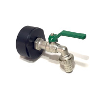 IBC Adapter 2"1/8 BSP + RIV 3/4" Brass Ball faucet with Hose tail (Polypropylen)