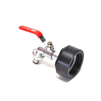 Raccord IBC 2" BSP + robinet MT 1/2" en laiton avec raccord tuyaux (PE-HD)