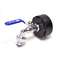IBC Adapters S60x6 + Blue MT Brass Ball faucet with quick...