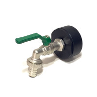 IBC Adapter S75x6 + RIV 3/4" Brass Ball faucet with Hose tail (Polypropylen)
