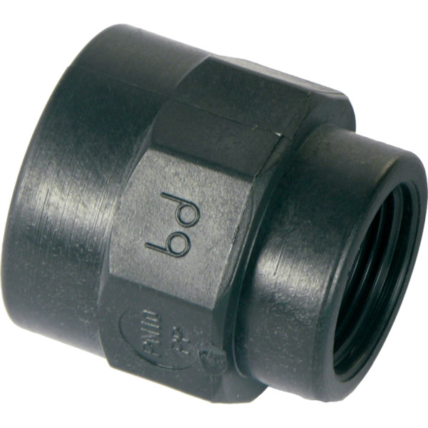 PP- Reducing socket 1" x 1/2"  Female thread - Black