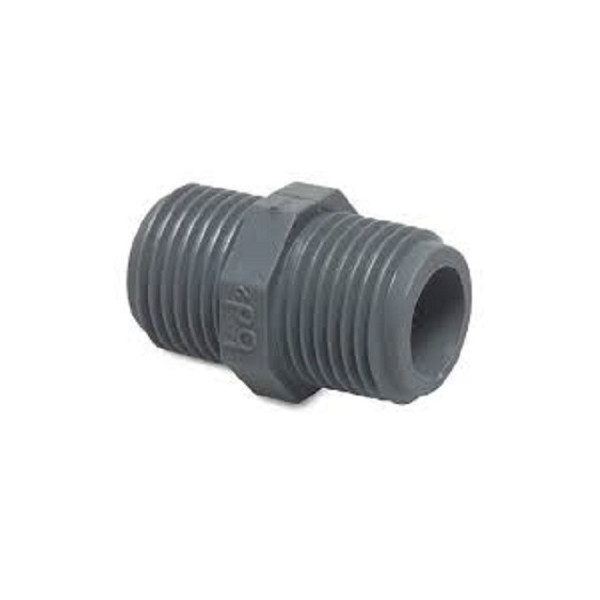 BSP Male Reducing Nipple Polypropylene/PP/Black Plastic Pipe Fitting 1/2 to 3/4 