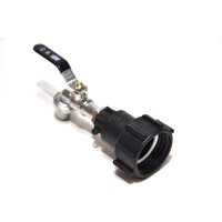 IBC Adapters | S60x6 | with MT brass drain valve and hose barb | Polypropylene