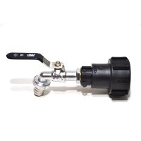 IBC Adapters | S60x6 | with MT brass drain valve and hose barb | Polypropylene