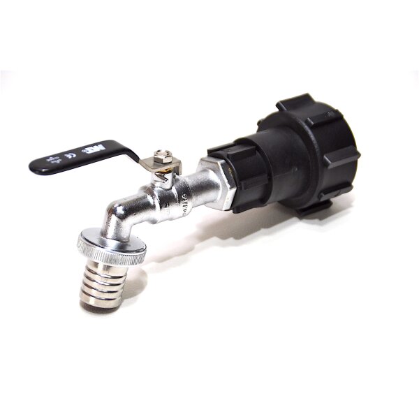 Adaptateur IBC | S60x6 | robinet de vidange en laiton MT 1" | douille cannelée | Polypropylène