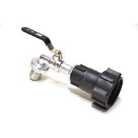 IBC Adapter S60x6 + MT Brass Ball faucet 1" with hose tail (Polypropylen)