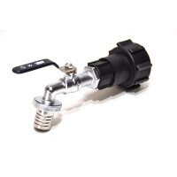 Adaptateur IBC | S60x6 | robinet de vidange en laiton MT 1" | douille cannelée | Polypropylène