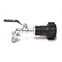 Adaptateur IBC | S60x6 | robinet de vidange en laiton MT 1" | douille cannelée | Polypropylène