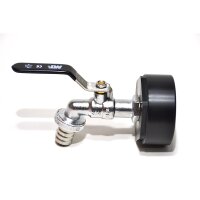IBC Adapters | 2"1/8 BSP | met zwarte messing aftapkraan en slangtule | PE-HD