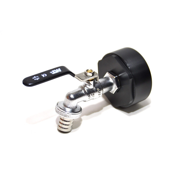 Raccords IBC 21/8 BSP + robinet MT en laiton avec raccord tuyaux (PE-HD) -  CUBICENTER, € 25,79