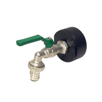 IBC Adapter 2" BSP + RIV 1/2" Brass Ball faucet with Hose tail (Polypropylen)