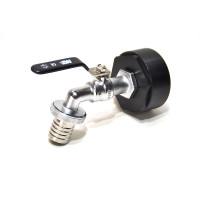 IBC Adapters S60x6 + MT Brass Ball faucet with hose tail (PE-HD)