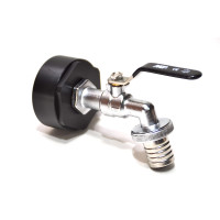 IBC Adapter S60x6 + MT 1" Brass Ball faucet with hose tail (PE-HD)