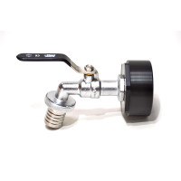 Raccord IBC S60x6 + robinet MT 1" en laiton avec embout cannelé (PE-HD)
