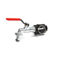 3/4" Camlock-Kupplung + MT® Messing-Ablasshahn | 1/2" Gartenschlauch-Schnellkupplung | Polypropylen