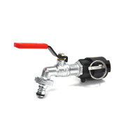 Raccord Camlock 1" + robinet MT en laiton avec raccord tuyaux (Polypropylène)