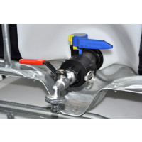 Raccord Camlock 1" + robinet MT en laiton avec raccord tuyaux (Polypropylène)