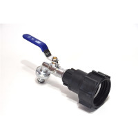 Raccord IBC S60x6 + robinet MT en laiton bleu avec raccord tuyaux (Polypropylène)