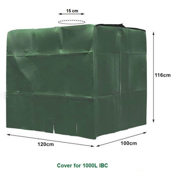 Green UV-cover for IBC container of 1000 liter