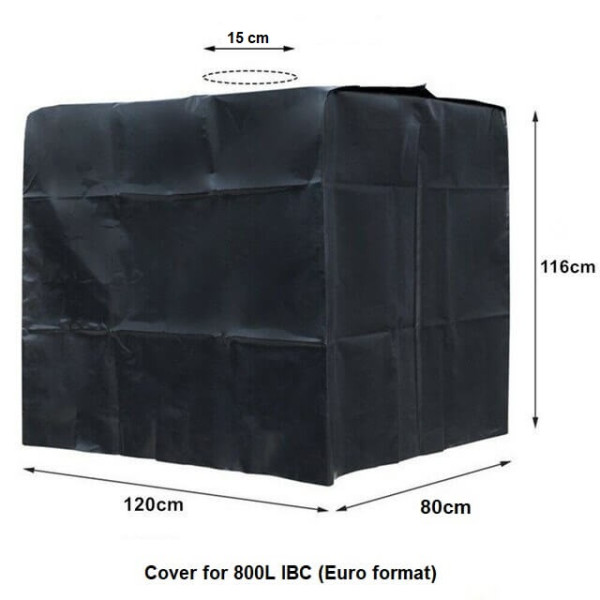 Zwarte UV-hoes voor 800L IBCs (Europallet)
