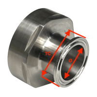 IBC Adapter | 2"1/8 BSP | Tri-Clamp | DIN32676 | DN40 (TC 50.5mm x Ø 38mm) | Stainless steel 316